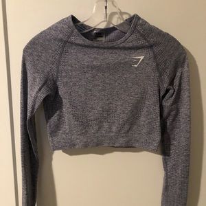 Gymshark vital sleeveless cropped long sleeve “steel blue marl”